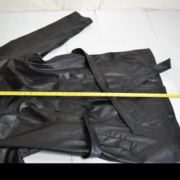 Black  vegan  Leather Coat Shacket  Grunge western - Picture 9 of 11